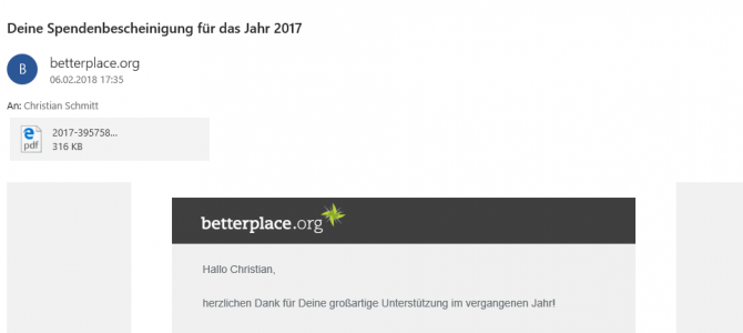 Spendenbescheinigung 2017